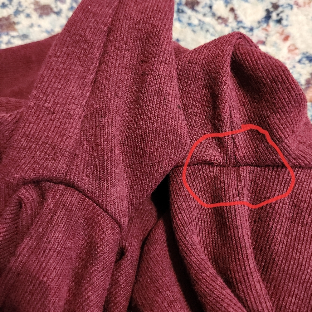 Madewell (Re)sourced Mockneck Puff-Sleeve Top Sweater Burgundy Size Small - Picture 11 of 14